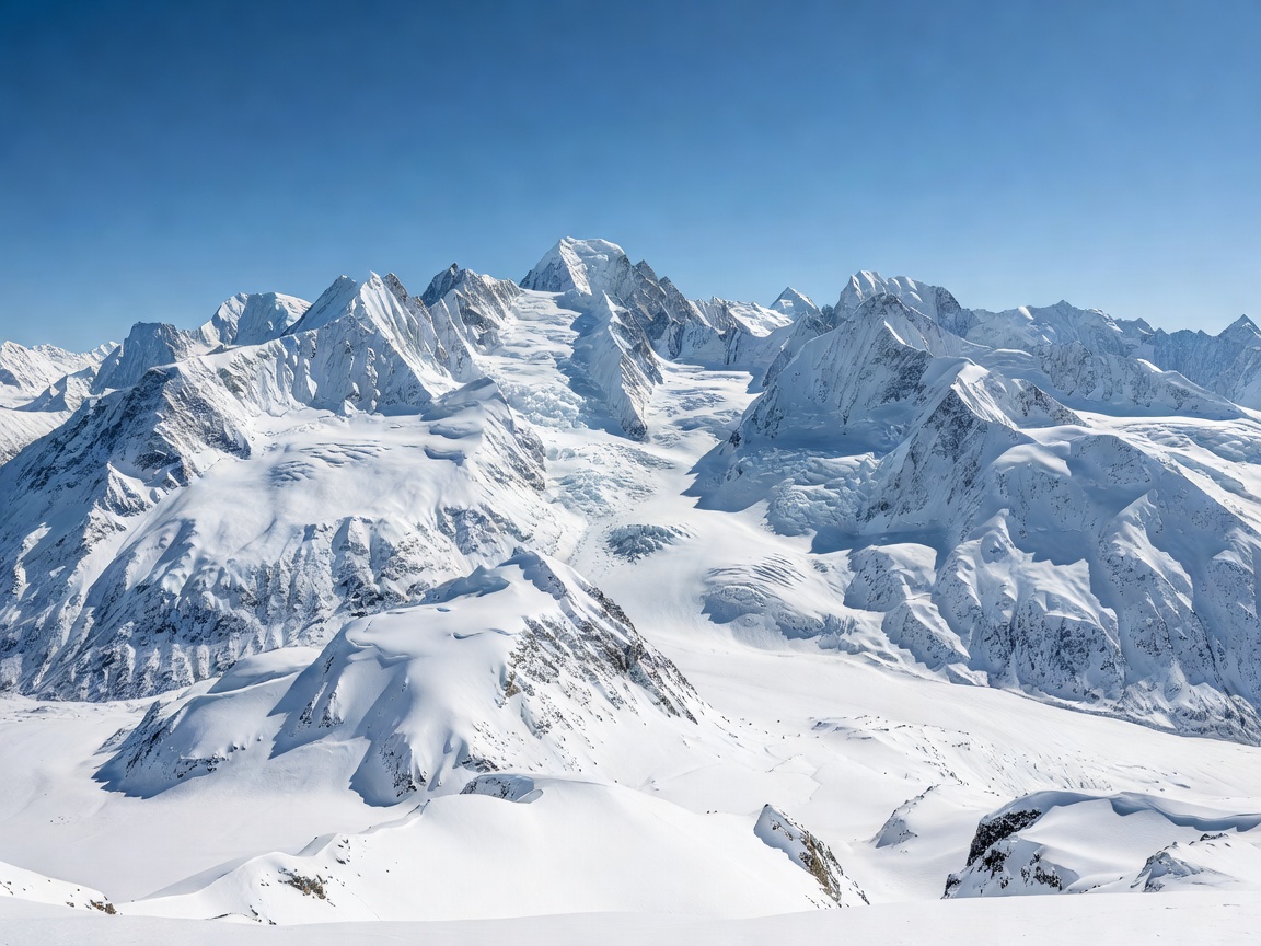 Snowy European Alps beneath a clear sky